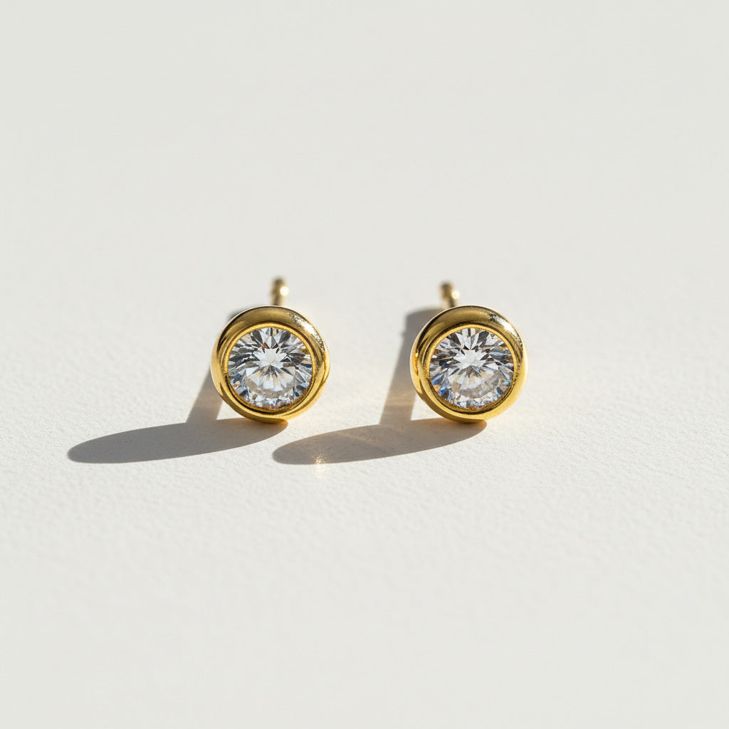 0.5ct Moissanite Bezel Stud Earrings