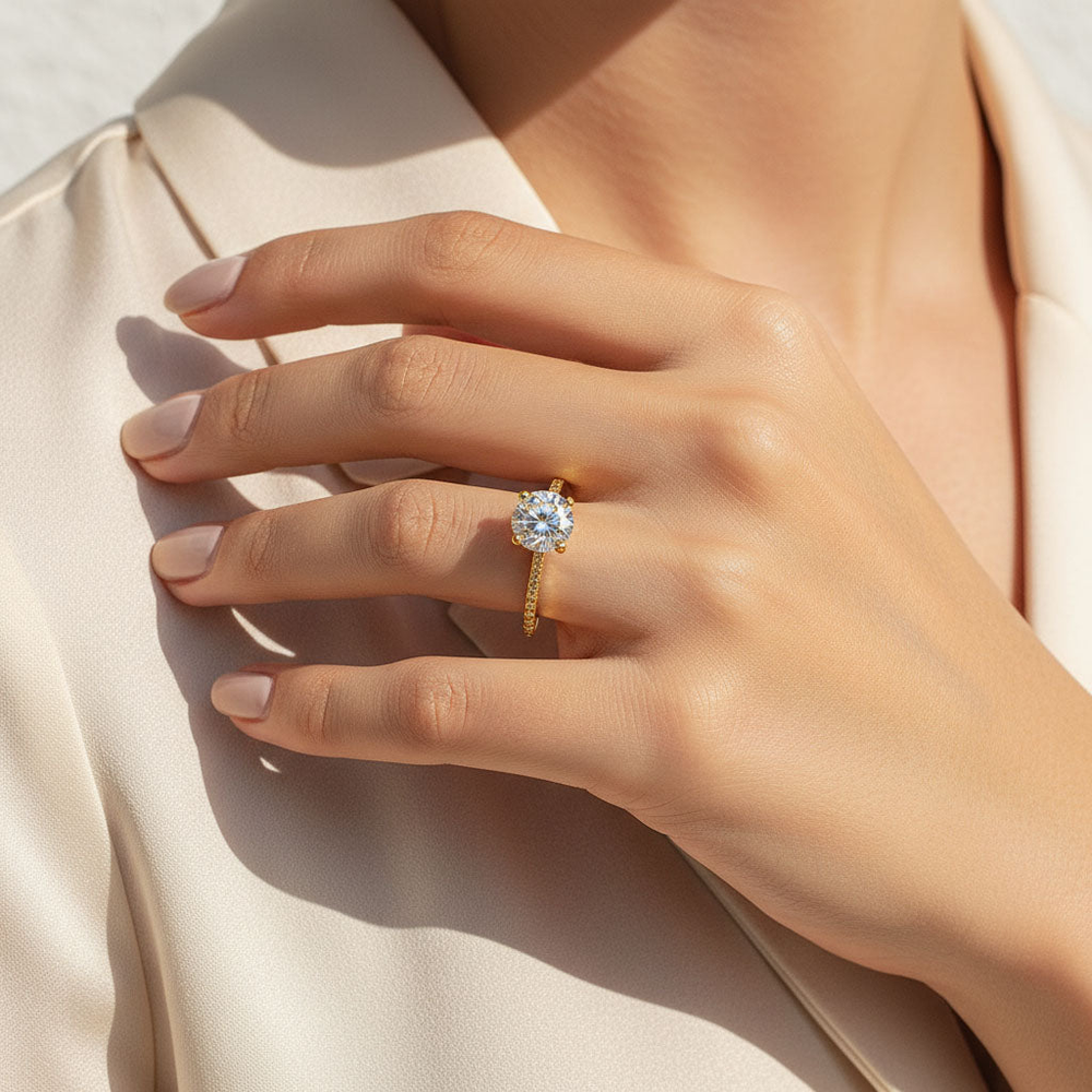 1–2ct Lab Grown Moissanite Solitaire Ring