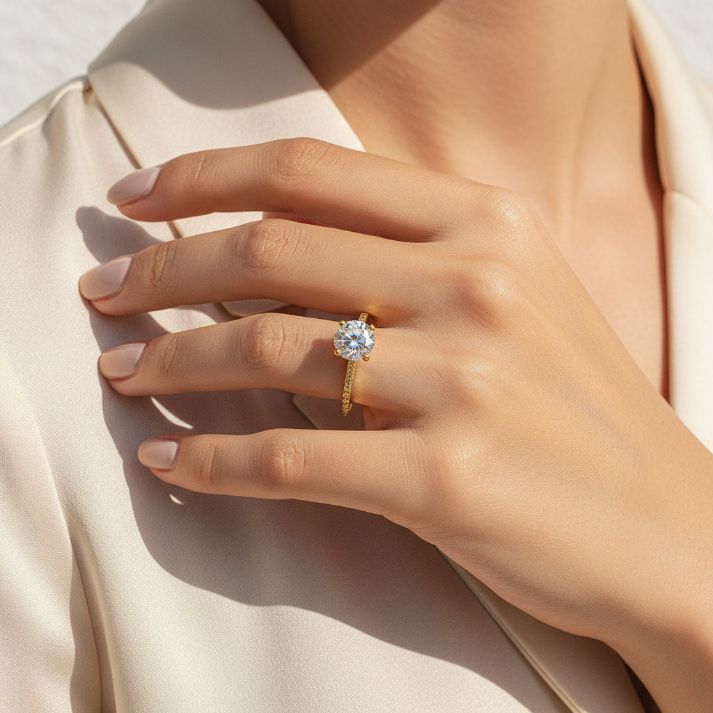 1–2ct Lab Grown Moissanite Solitaire Ring