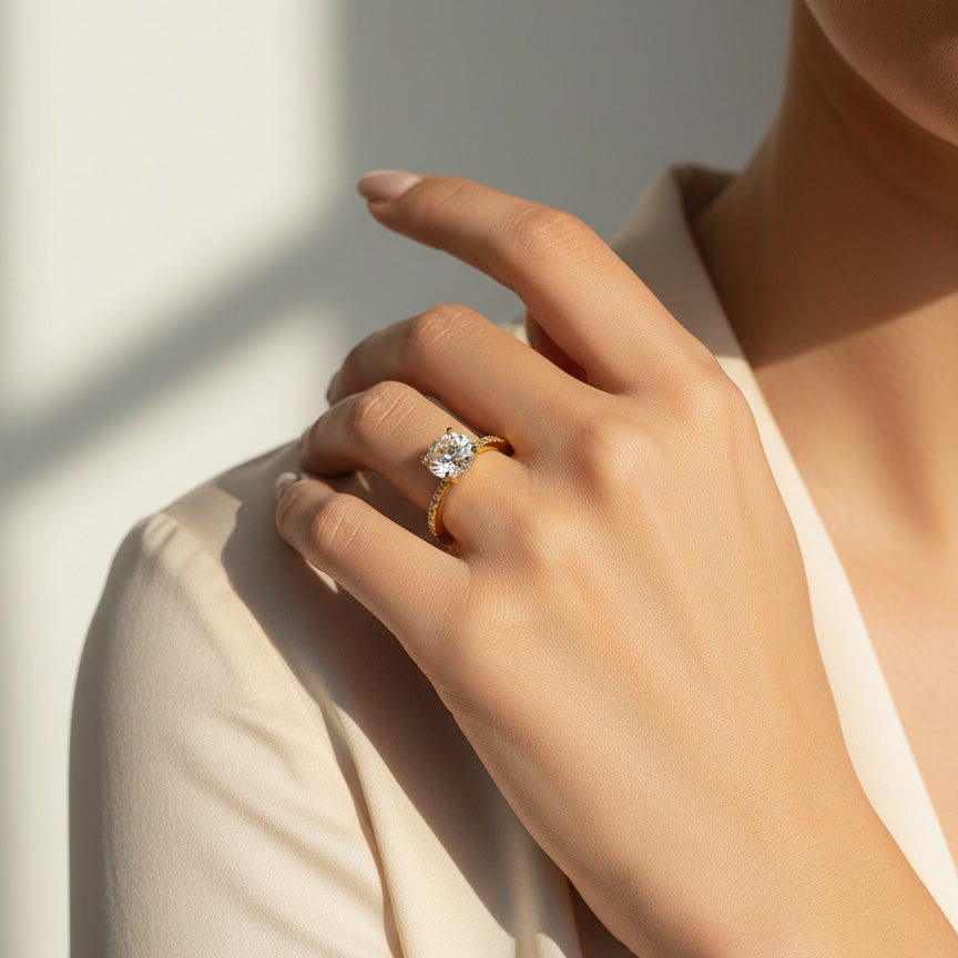 1–2ct Lab Grown Moissanite Solitaire Ring