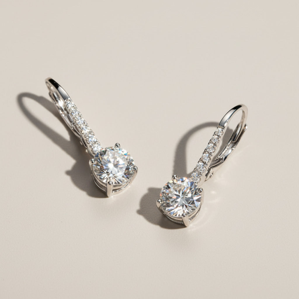 1ct Moissanite Drop Earrings