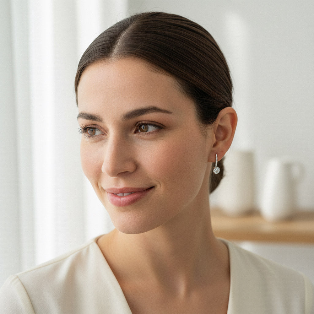 1ct Moissanite Drop Earrings