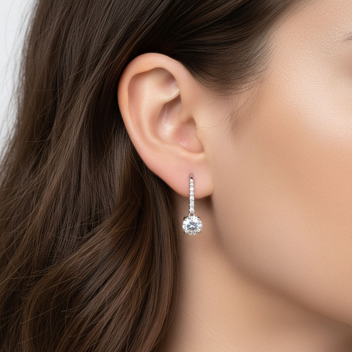1ct Moissanite Drop Earrings