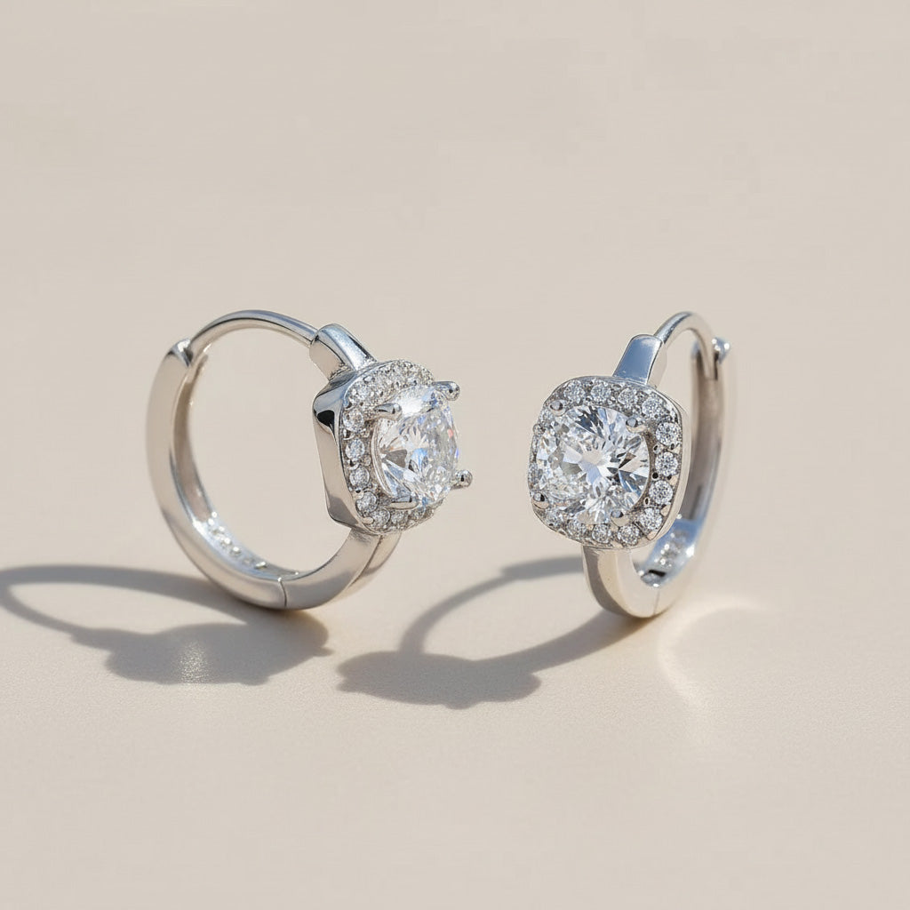 1ct Moissanite Huggie Earrings