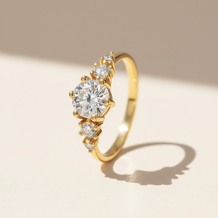 1ct Moissanite Ring with Graduated Accent Stones