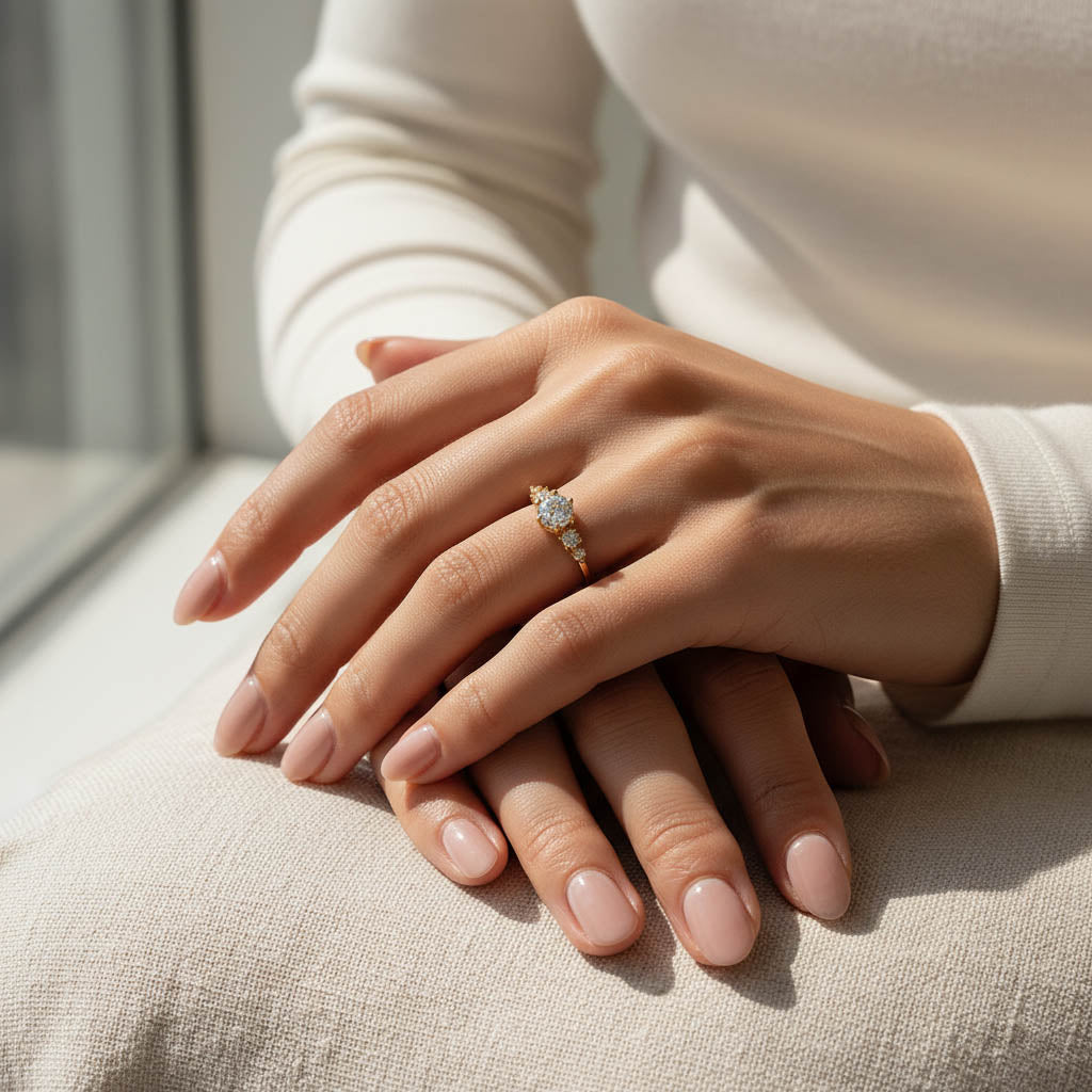 1ct Moissanite Ring with Graduated Accent Stones