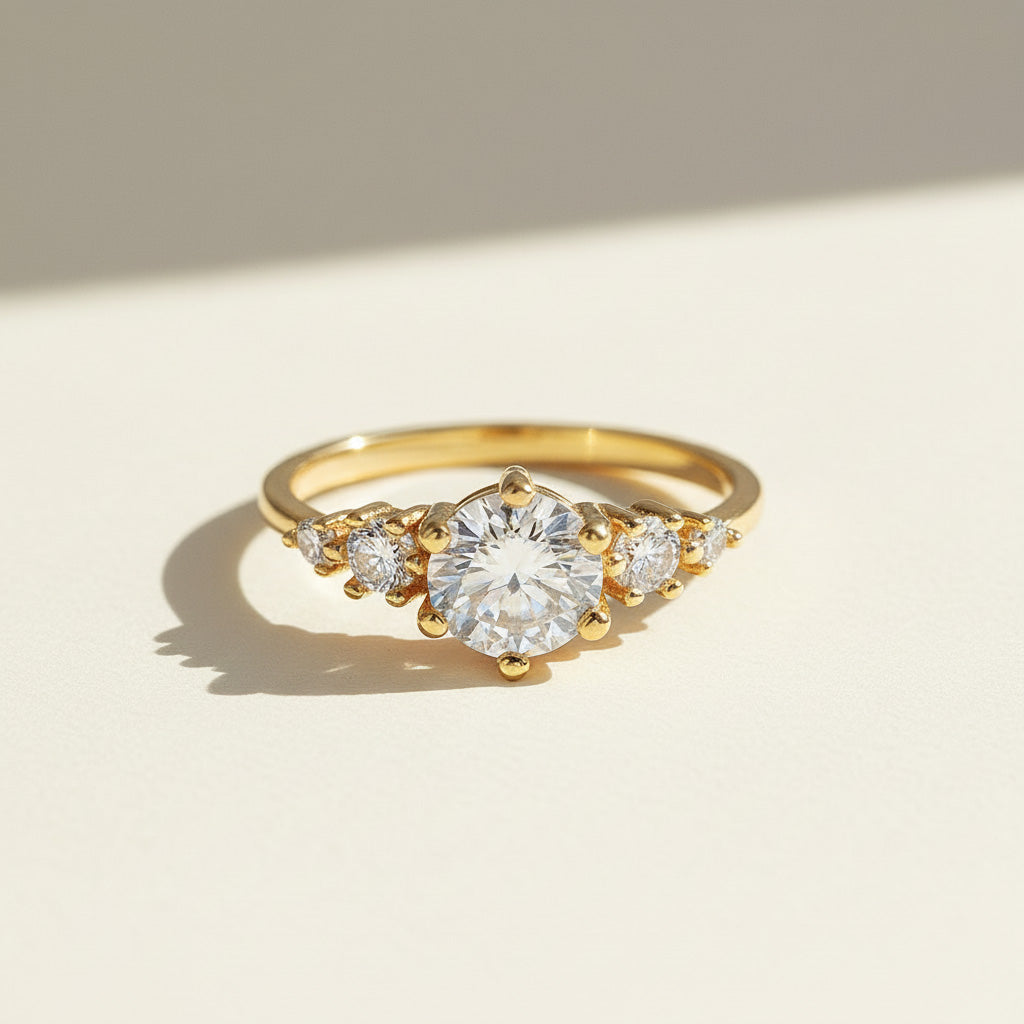 1ct Moissanite Ring with Graduated Accent Stones