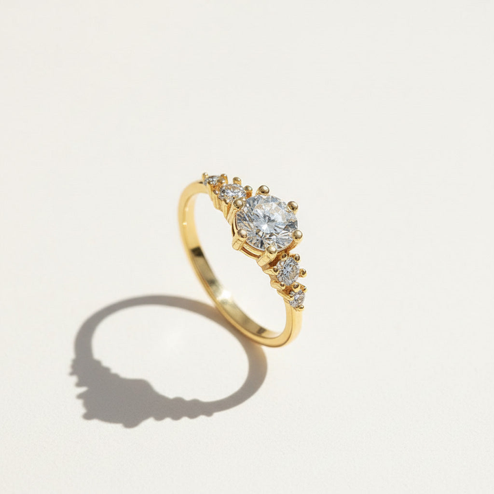 1ct Moissanite Ring with Graduated Accent Stones