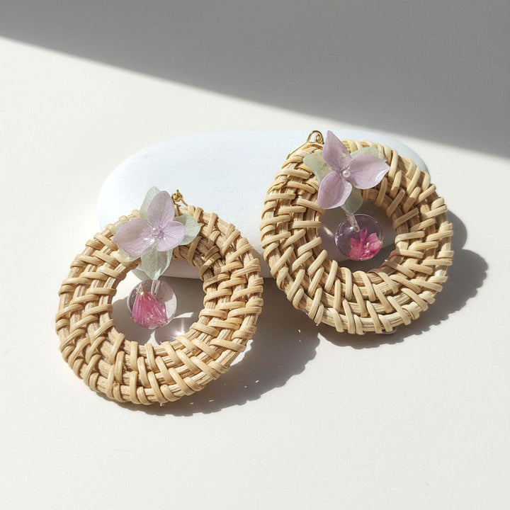 Rattan Dried Flower Earrings