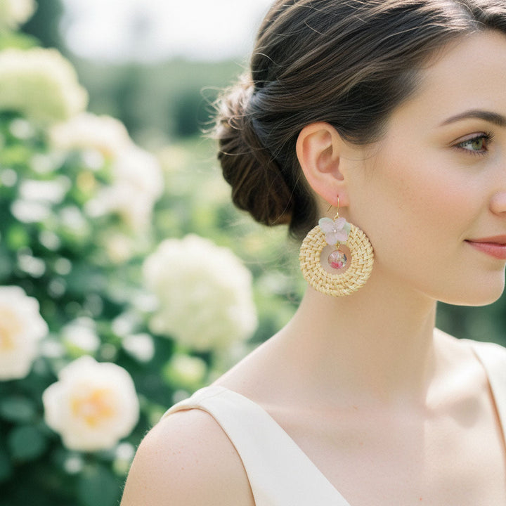 Rattan Dried Flower Earrings