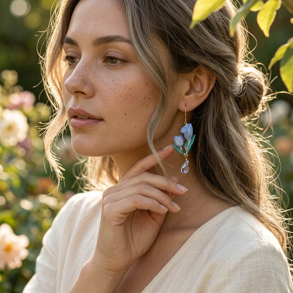 Blue Tulip Earrings