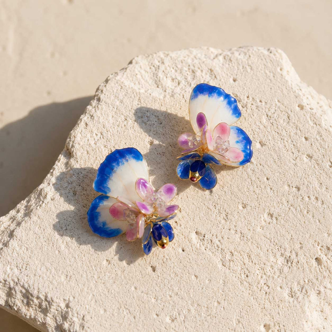 Blue Butterfly Blossom Earrings