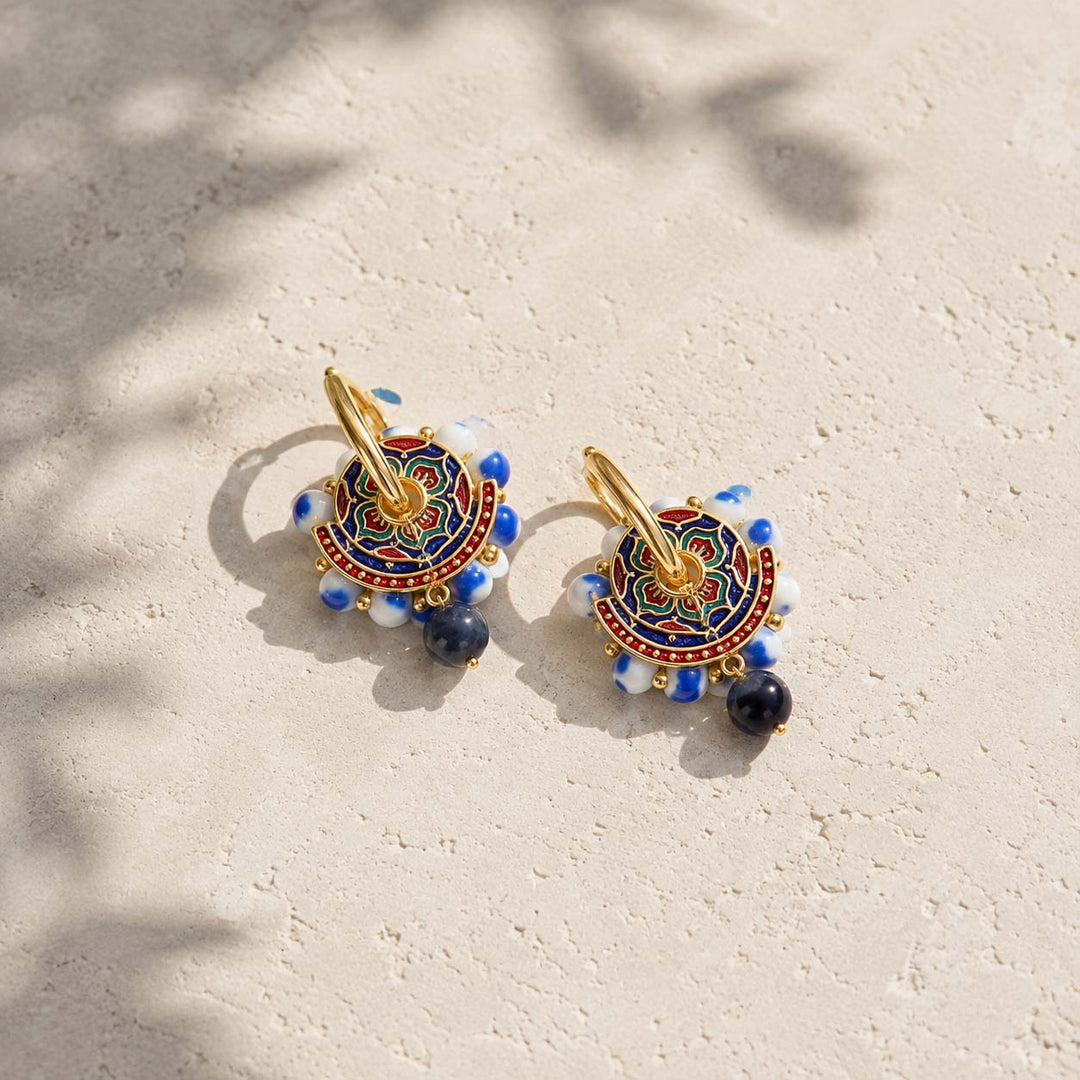 Lapis &amp; Porcelain Convertible Earrings