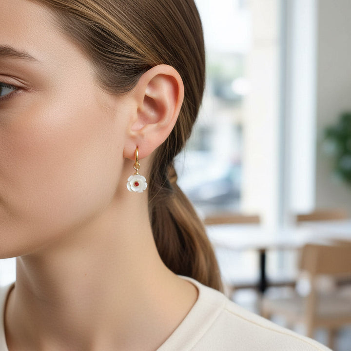Mother-of-Pearl Birthstone Hoops
