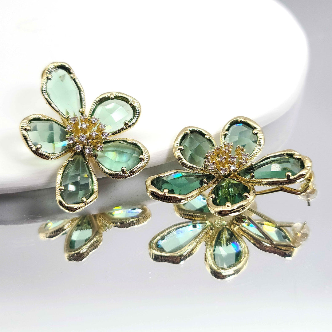 Boho Crystal Flower Earrings