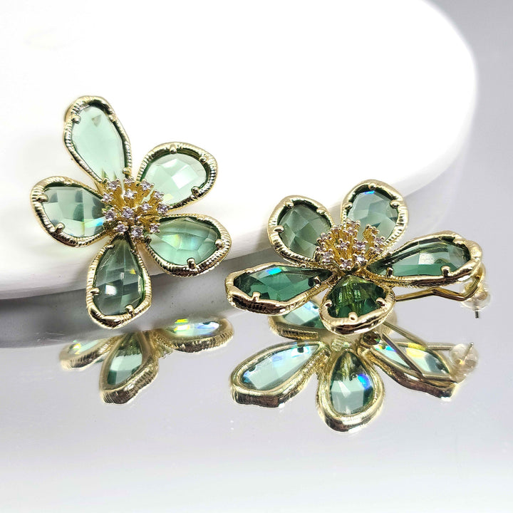 Boho Crystal Flower Earrings