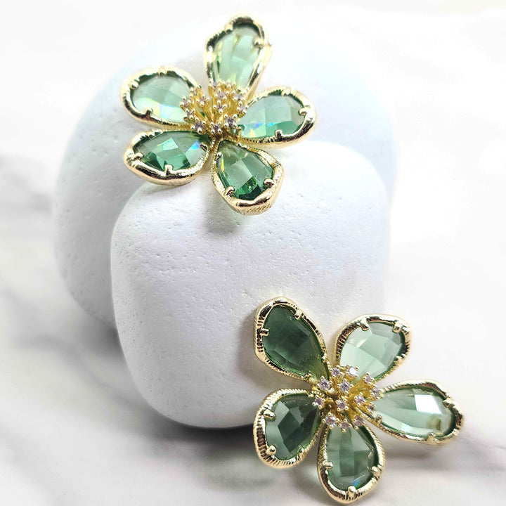 Boho Crystal Flower Earrings