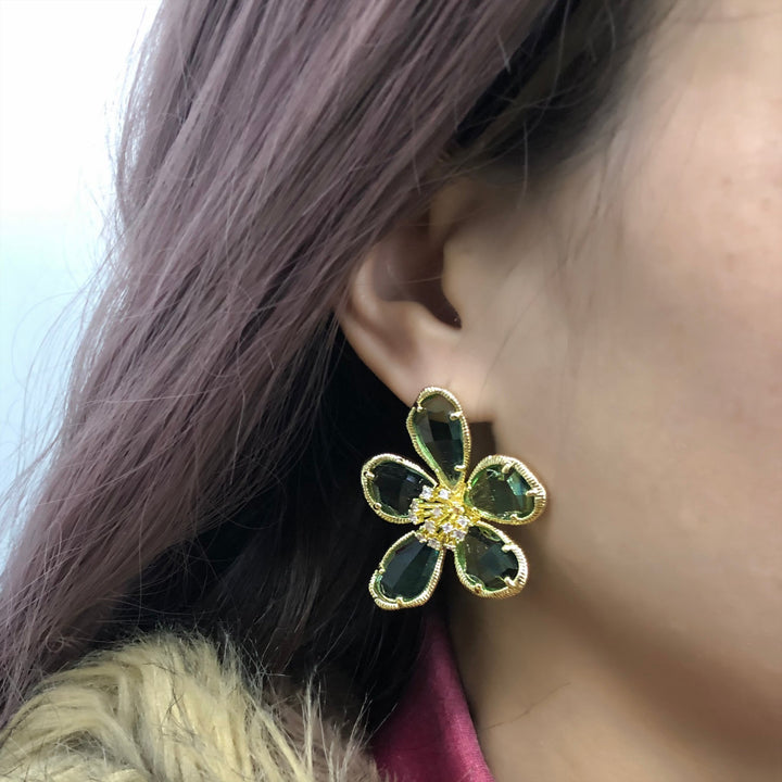 Boho Crystal Flower Earrings