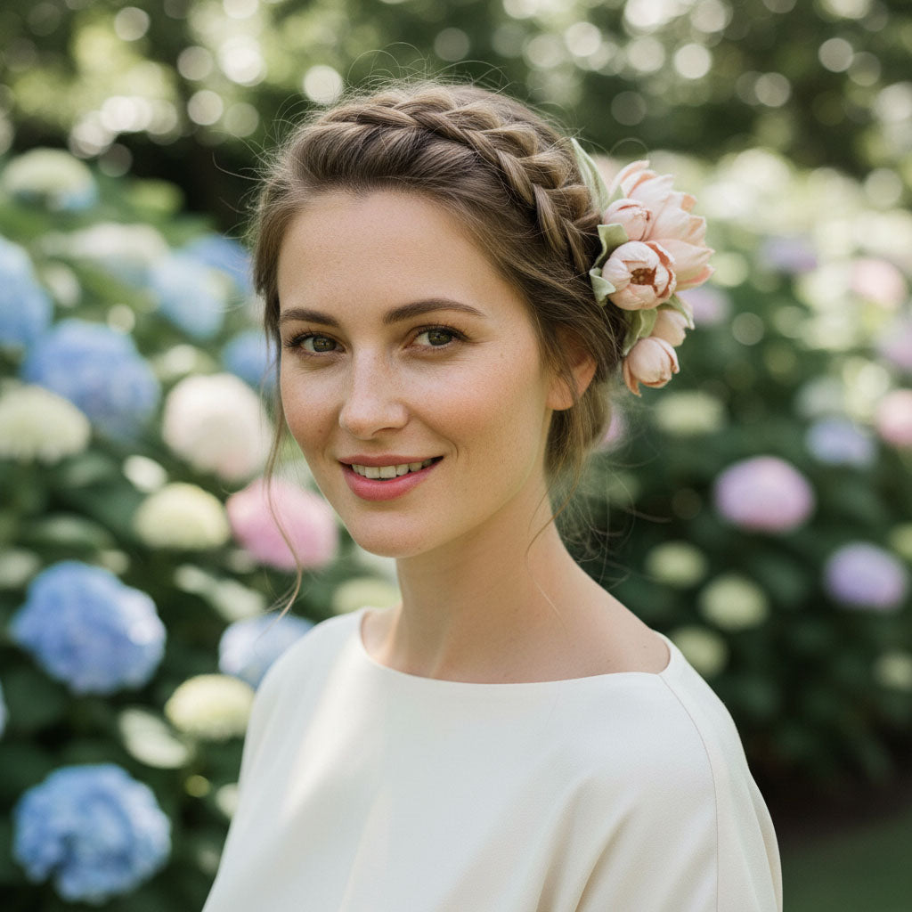 Handcrafted Blush Peony Floral Hair Comb