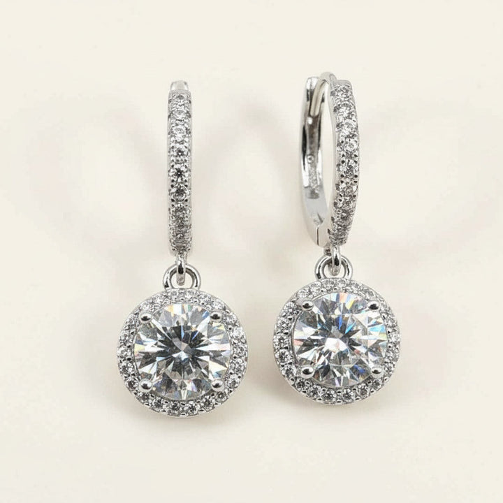 Sterling silver halo hoop earrings with 2ct lab-grown diamonds and pavé accents