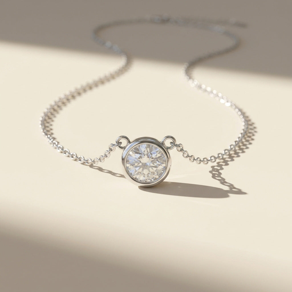 Bezel Moissanite Necklace