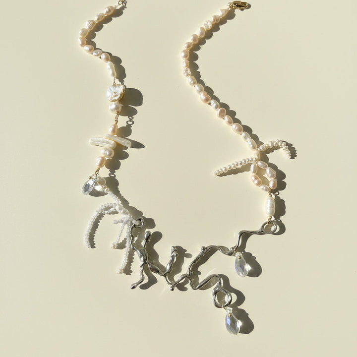 Freshwater Pearl &amp; Metal Branch Statement Necklace