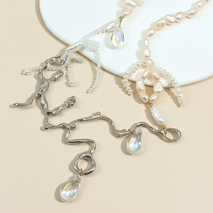 Freshwater Pearl &amp; Metal Branch Statement Necklace