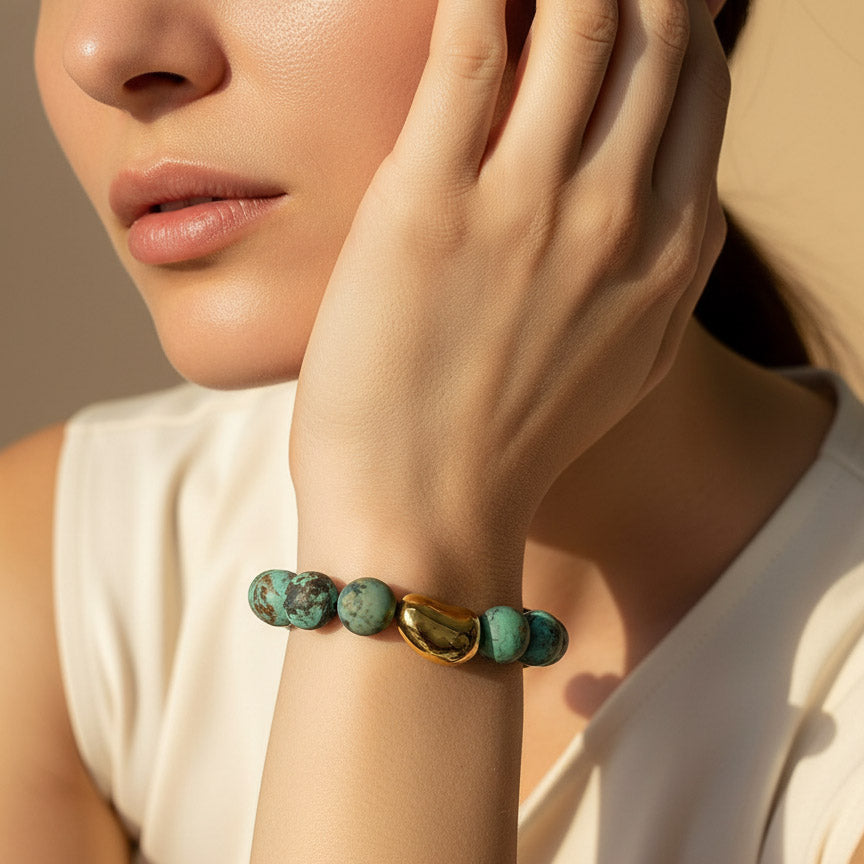 African Turquoise Jasper Bracelet | 10mm Natural Stone Beaded