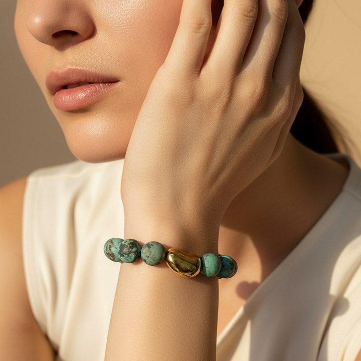 African Turquoise Jasper Bracelet | 10mm Natural Stone Beaded