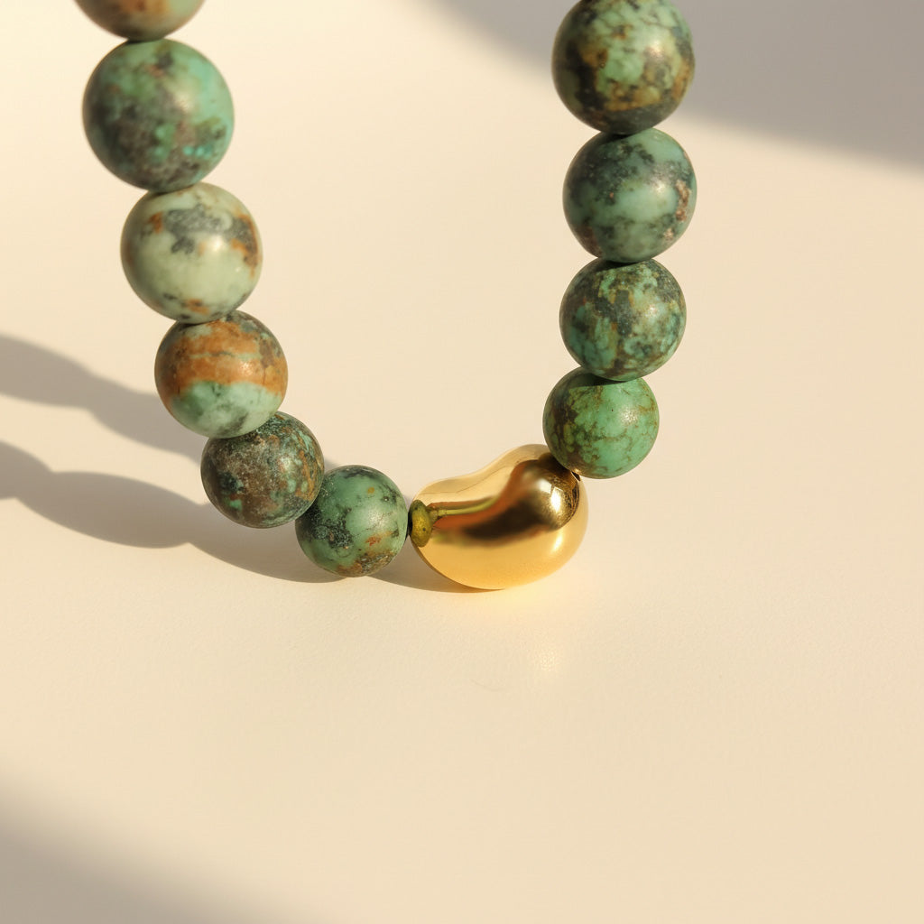 African Turquoise Jasper Bracelet | 10mm Natural Stone Beaded