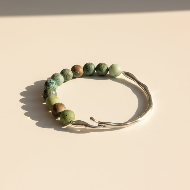 African Turquoise Jasper Bracelet | Stainless Steel Hook