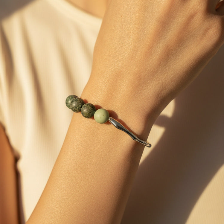 African Turquoise Jasper Bracelet | Stainless Steel Hook