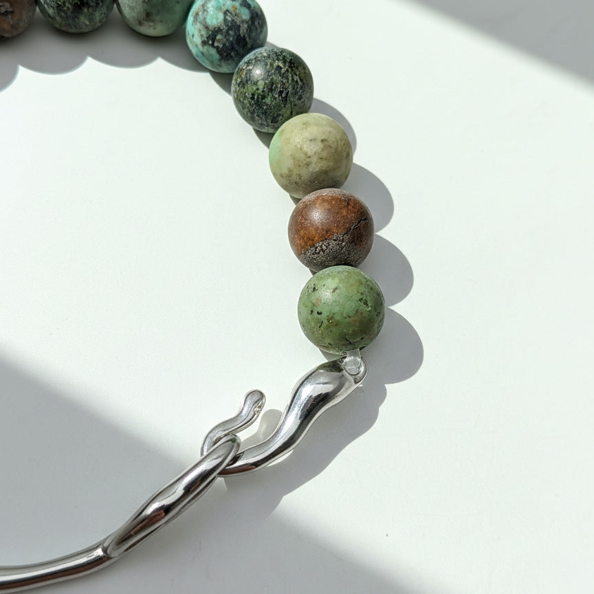 African Turquoise Jasper Bracelet | Stainless Steel Hook
