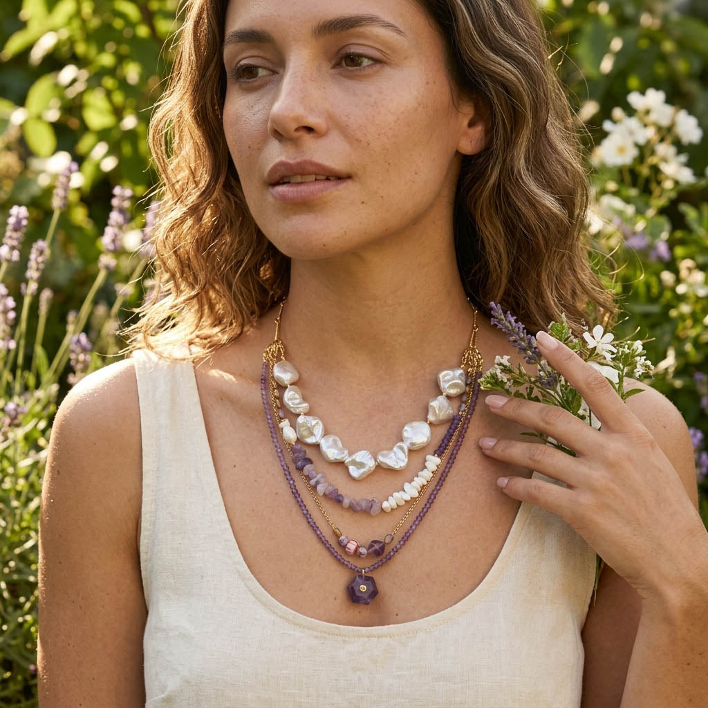 Amethyst & Pearl Convertible Statement Necklace