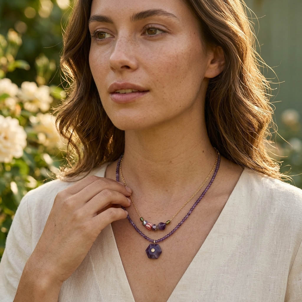 Amethyst &amp; Pearl Convertible Statement Necklace