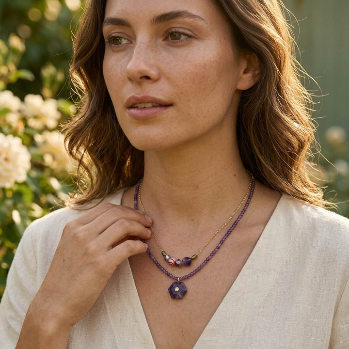 Amethyst &amp; Pearl Convertible Statement Necklace
