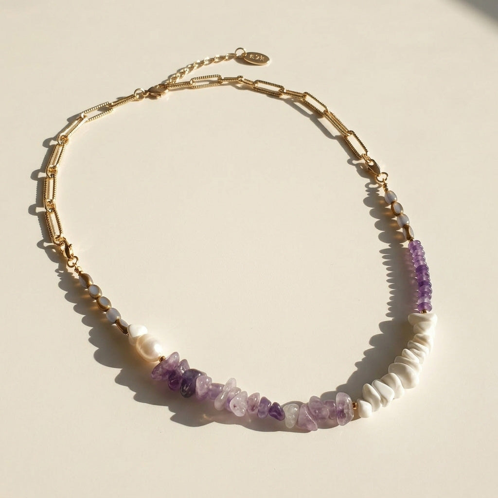Amethyst &amp; Pearl Convertible Statement Necklace