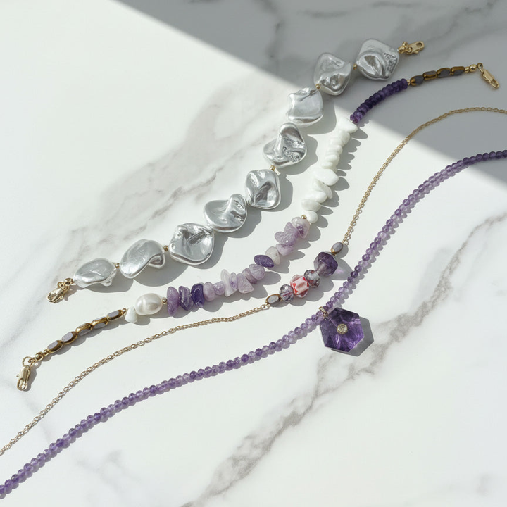 Amethyst &amp; Pearl Convertible Statement Necklace