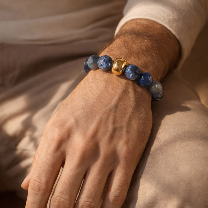 Blue Aventurine Bracelet | 10mm Gemstone with Gold Stainless Beads