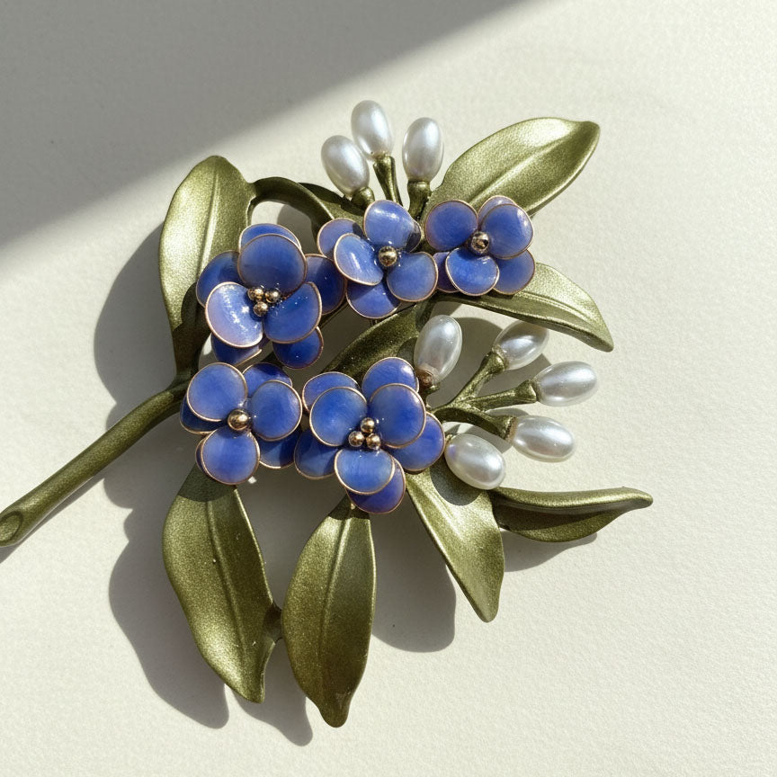 Blue Forget-Me-Not Flower Brooch