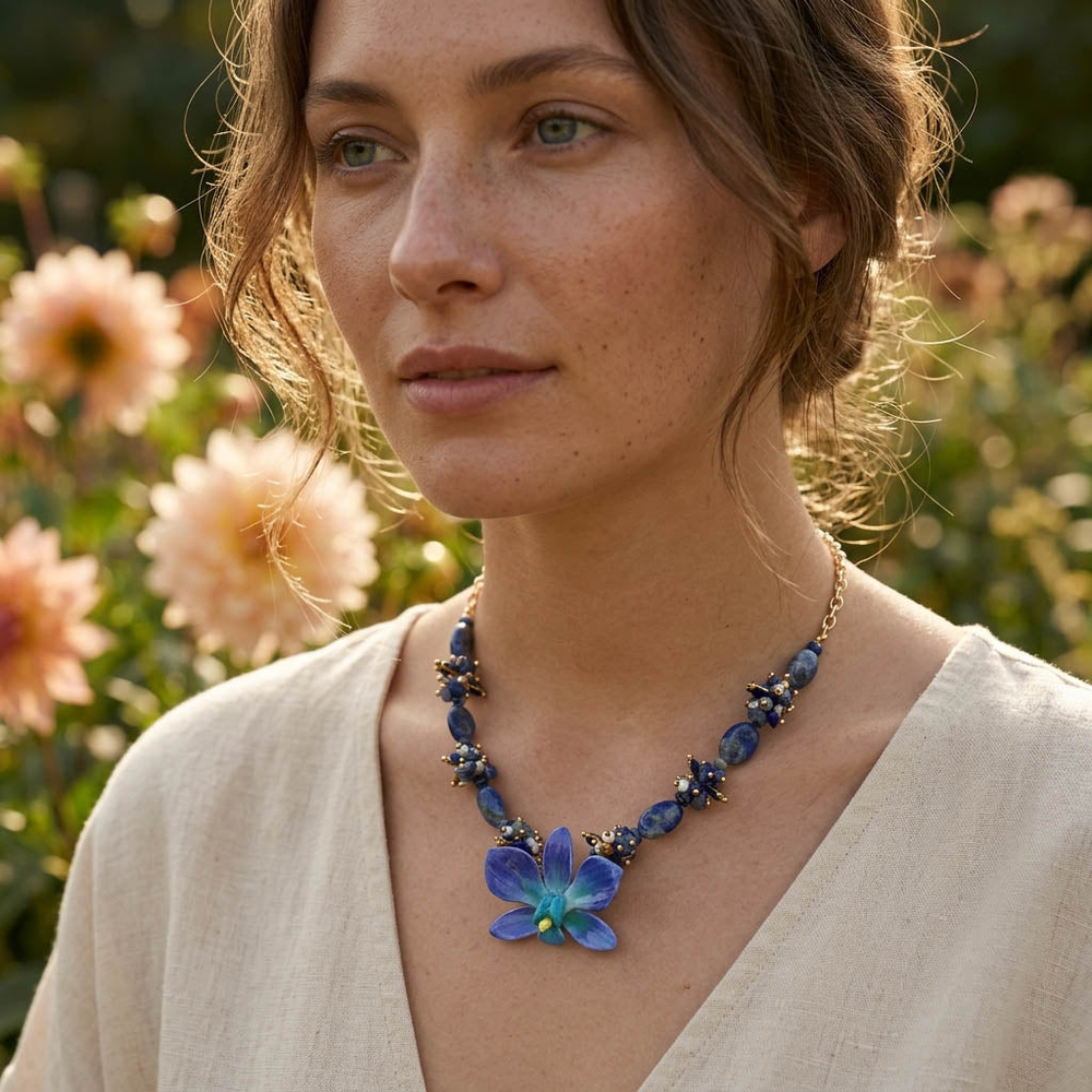 Blue Orchid Statement Necklace