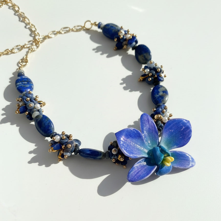 Blue Orchid Statement Necklace