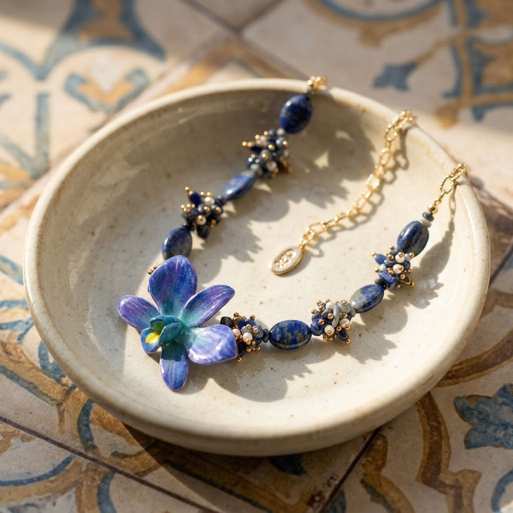 Blue Orchid Statement Necklace