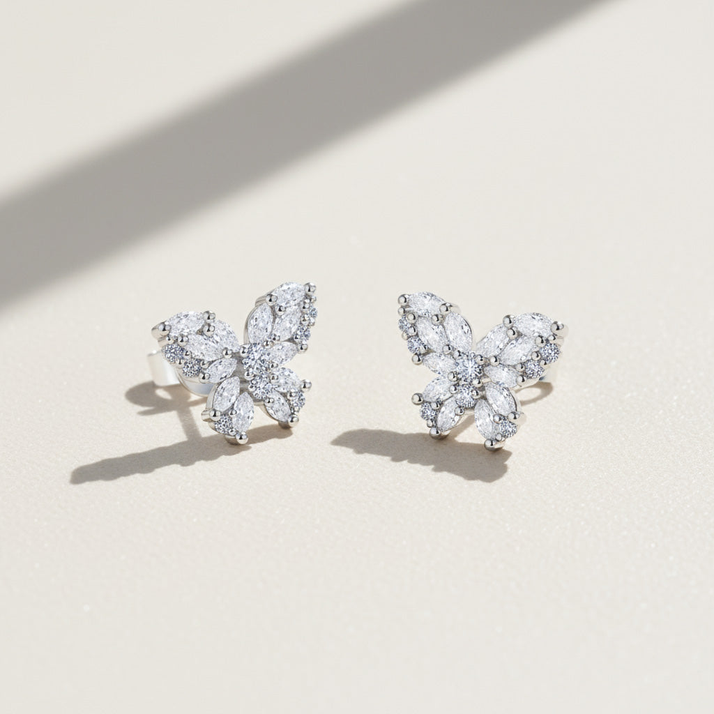 Butterfly Moissanite Stud Earrings