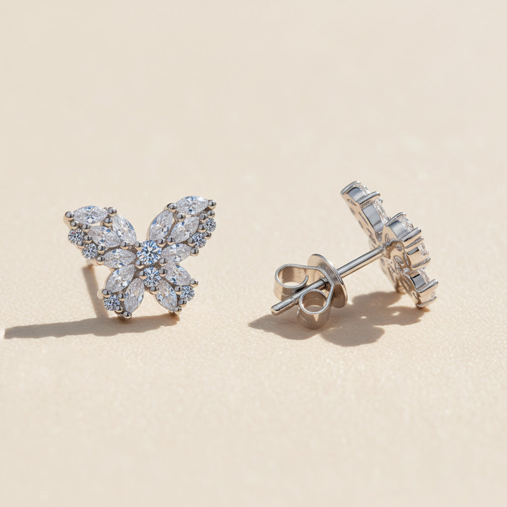 Butterfly Moissanite Stud Earrings