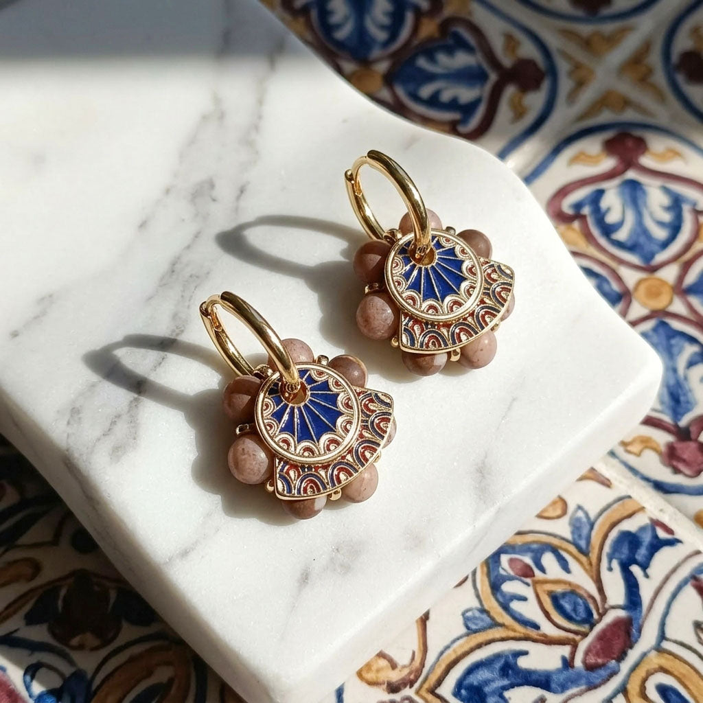 Cloisonné Garnet Convertible Earrings