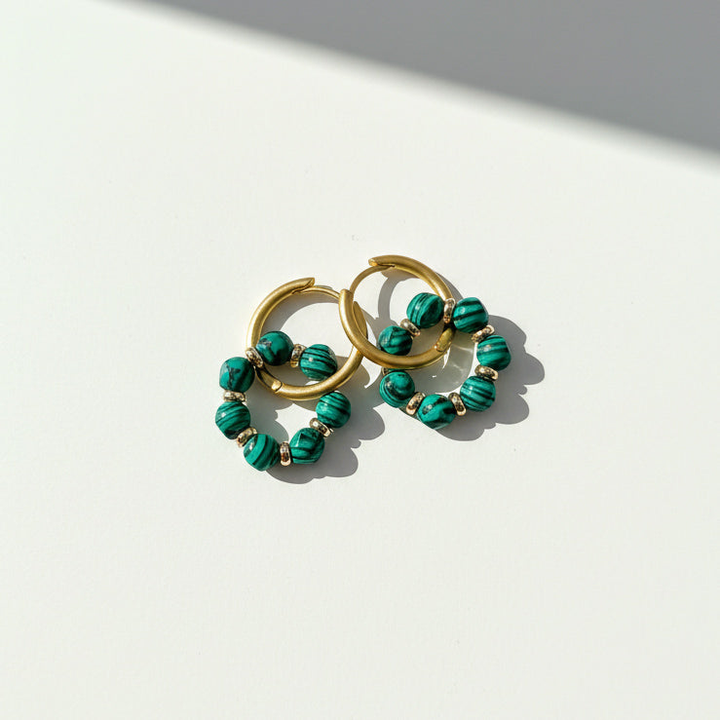 Convertible Cloisonné, Malachite &amp; Pearl Multi-Way Hoop Earrings