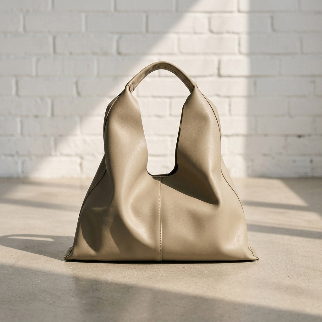 Soft Slouchy Leather Tote Bag with Pouch