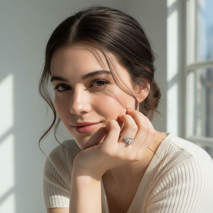 Crown Moissanite Ring Set | Vintage Tiara Stackable Rings