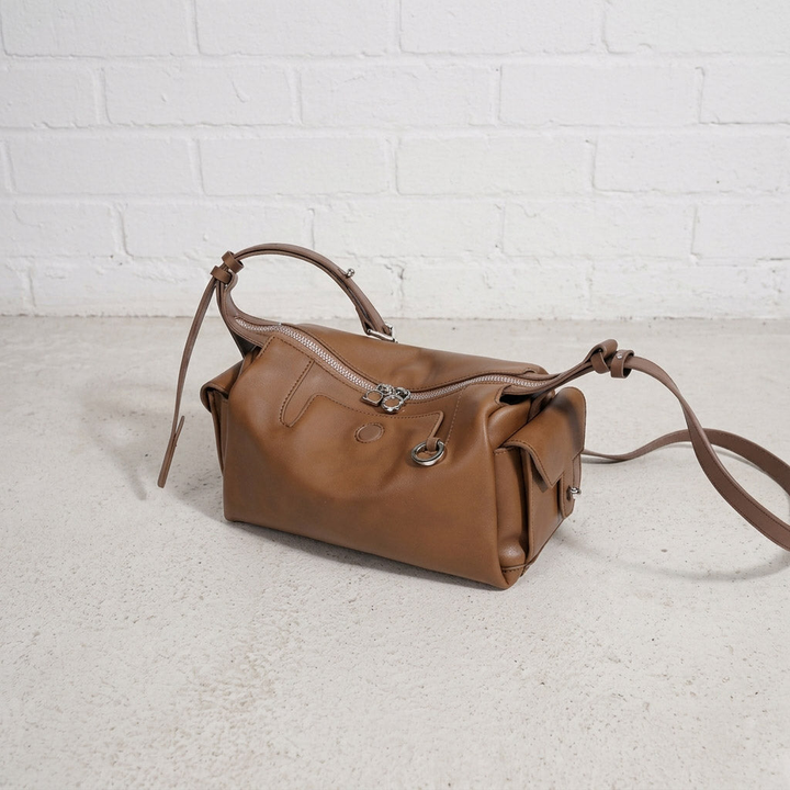 Curved Leather Shoulder Bag